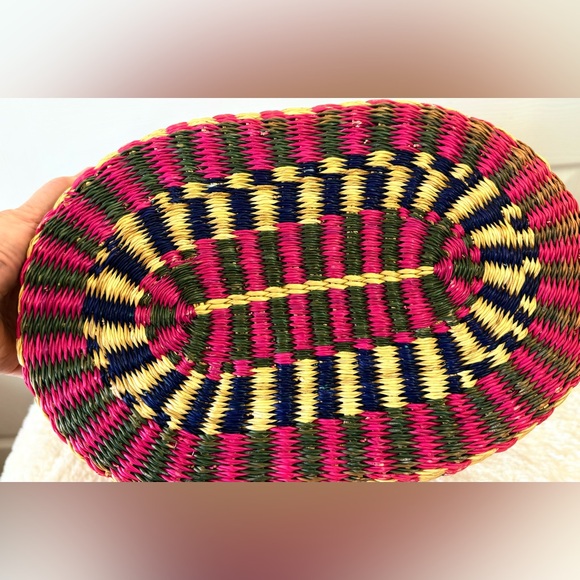 Handmade African Sisal Straw Market Beach Bag Leather Straps 20” - Picture 5 of 5